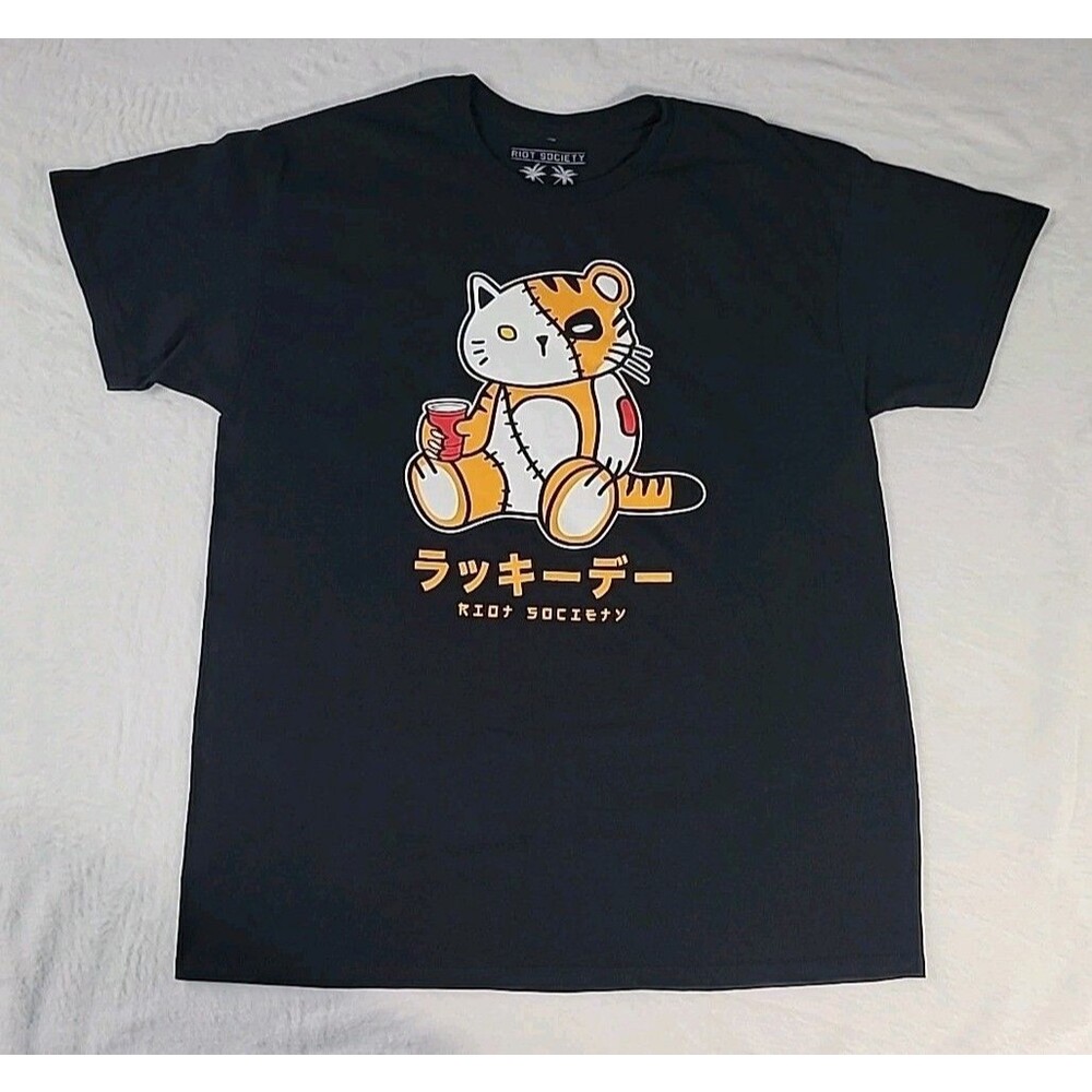 Riot Society Suji Kanji T-Shirt, Large, Black.  (PreOwned)